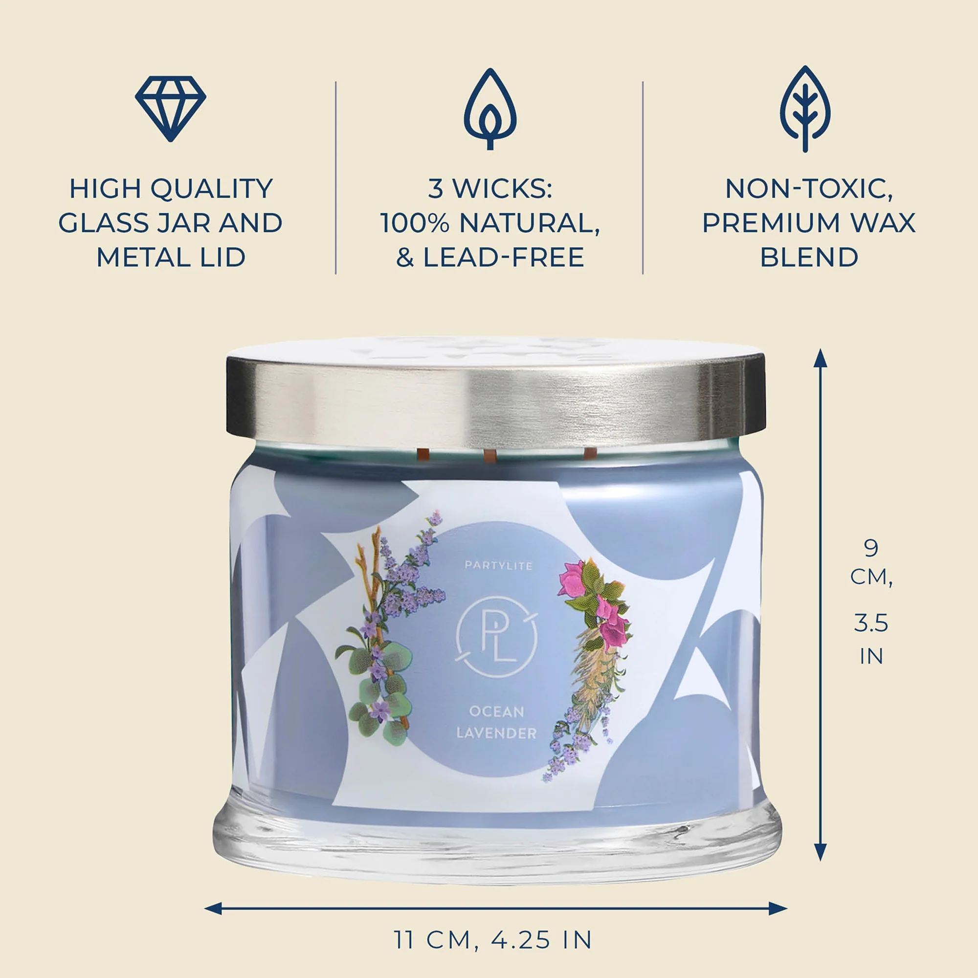 Ocean Lavender 3-Wick Jar Candle - Image 6
