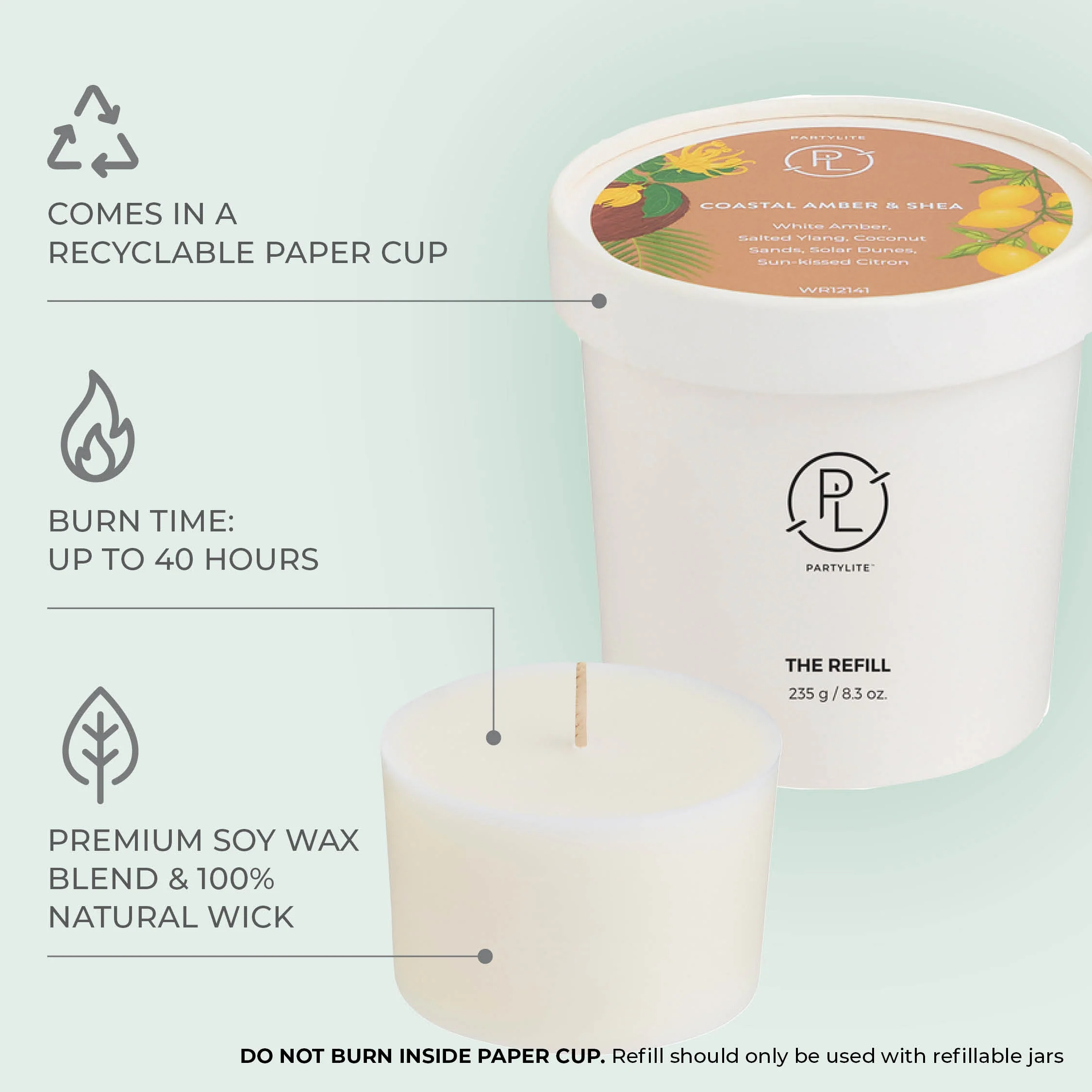 Refillable by PartyLite Coastal Amber & Shea Candle Refill - Image 5