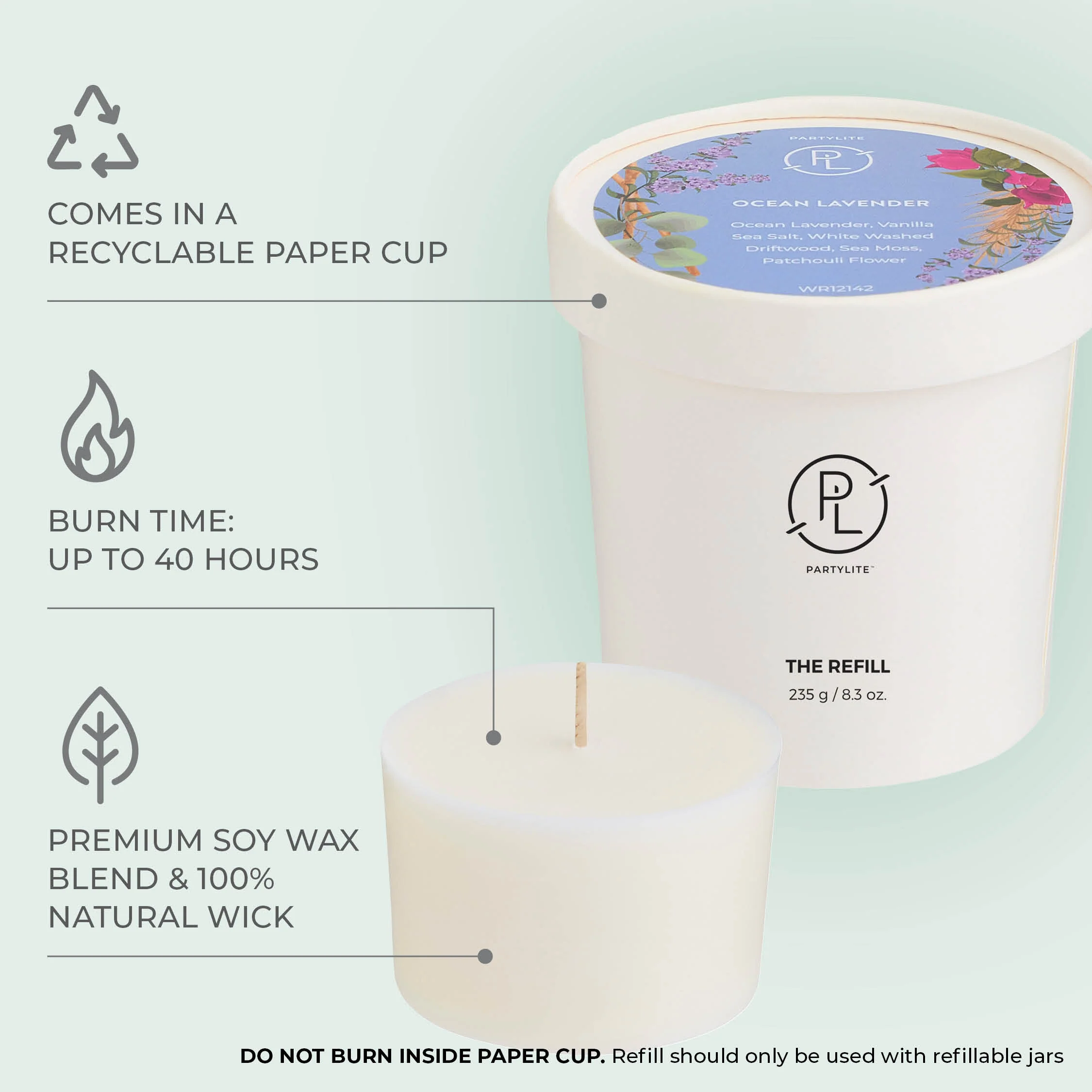 Refillable by PartyLite Ocean Lavender Candle Refill - Image 5