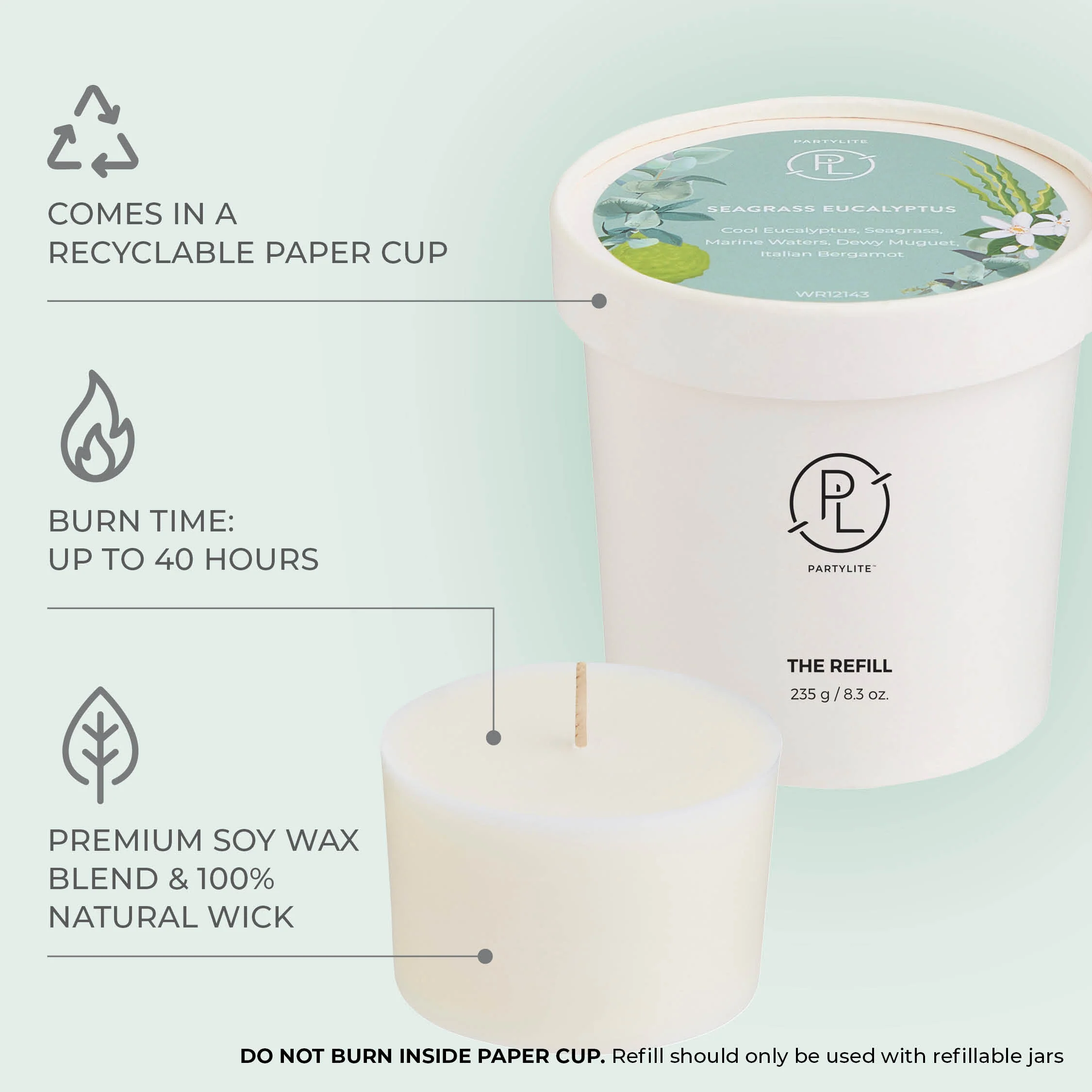 Refillable by PartyLite Seagrass Eucalyptus Candle Refill - Image 5