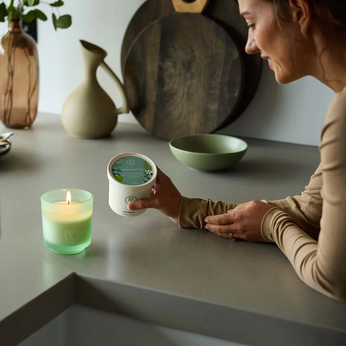Refillable by PartyLite Seagrass Eucalyptus Jar Candle - Image 3