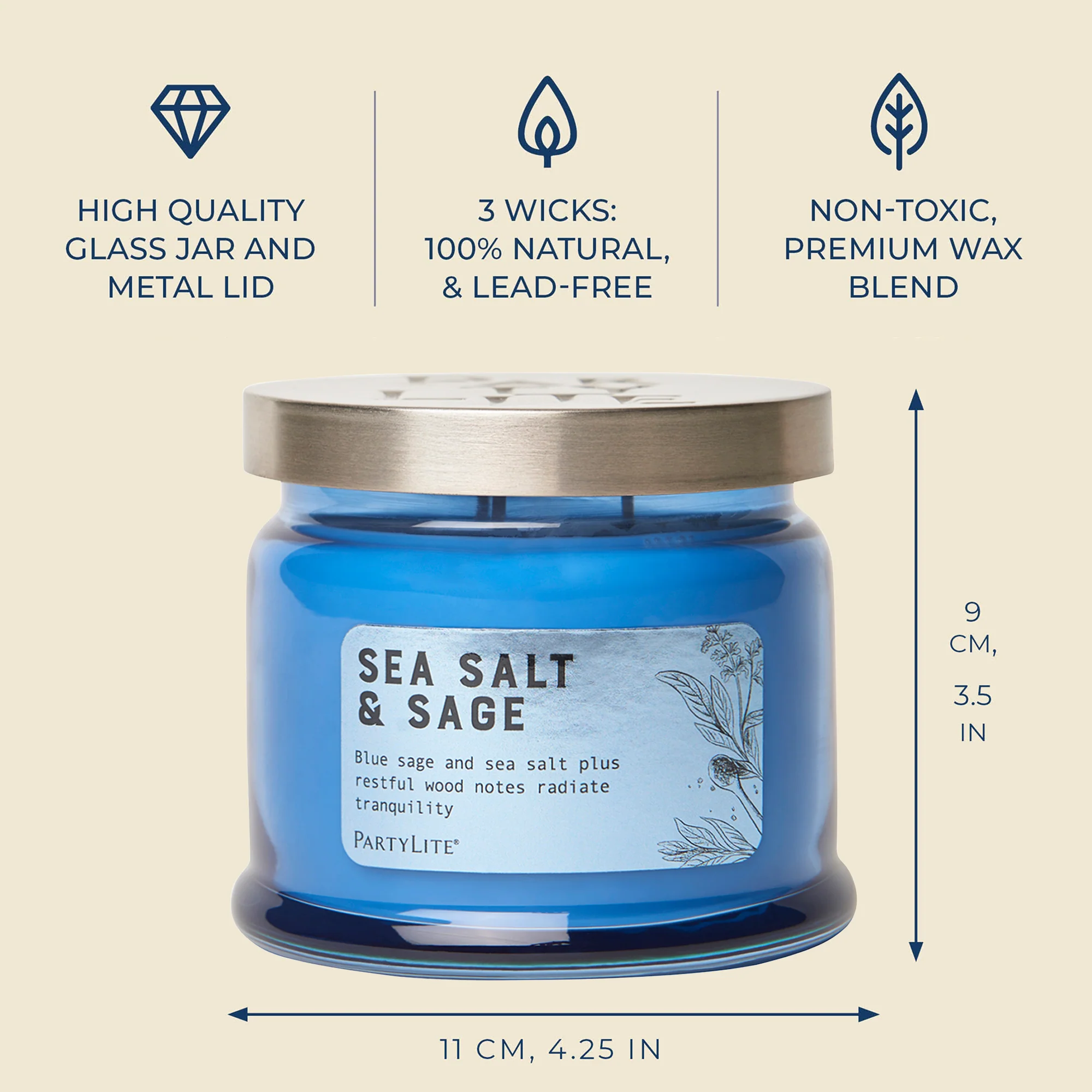 Sea Salt & Sage 3-Wick Jar Candle - Image 6